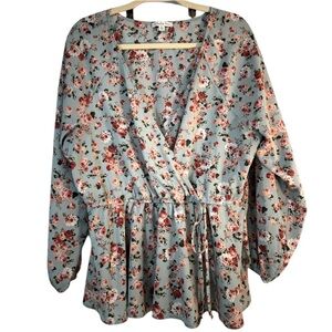 Beautiful floral wrap blouse